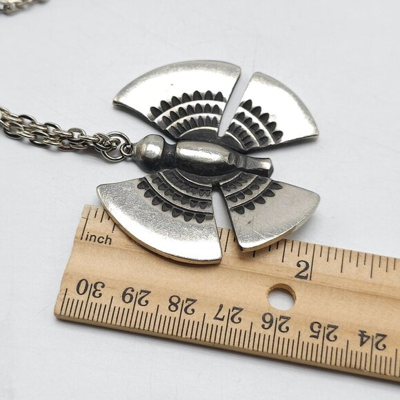 R. Tennesmed Sweden Pewter Butterfly Pendant Necklace With Chain 24 Inches Long - Picture 6 of 7